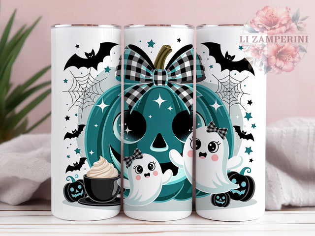 3D Teal Pumpkin Cute Ghost Halloween Tumbler, Cute Ghost Boo Cup Wrap, 20Oz Sublimation Design, Halloween Teal Pumpkin Drinkware, Spooky Cute Coffee Cup, Autumn Ghost Tumbler, Boo Halloween Mug Sublimation Li Zamperini 