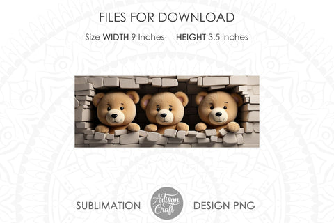 3D Teddy bear breakthrough mug, 3D Hole in a Wall Sublimation Artisan Craft SVG 