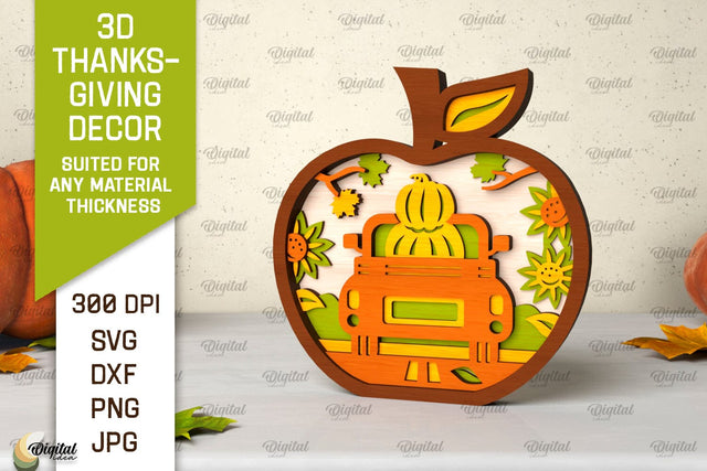 3D Thanksgiving decor Laser Cut. Layered apple SVG SVG Evgenyia Guschina 