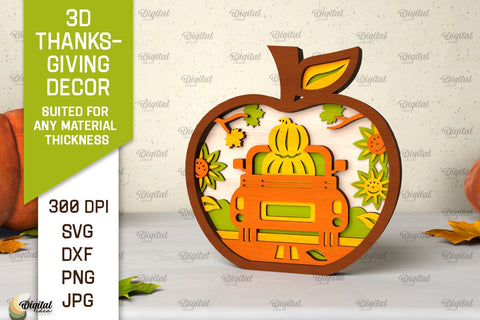 3D Thanksgiving decor Laser Cut. Layered apple SVG SVG Evgenyia Guschina 