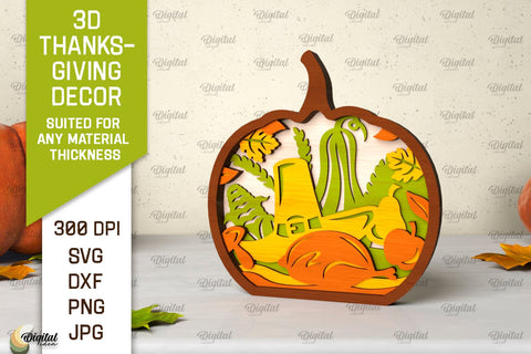 3D Thanksgiving decor Laser Cut. Layered fall SVG SVG Evgenyia Guschina 