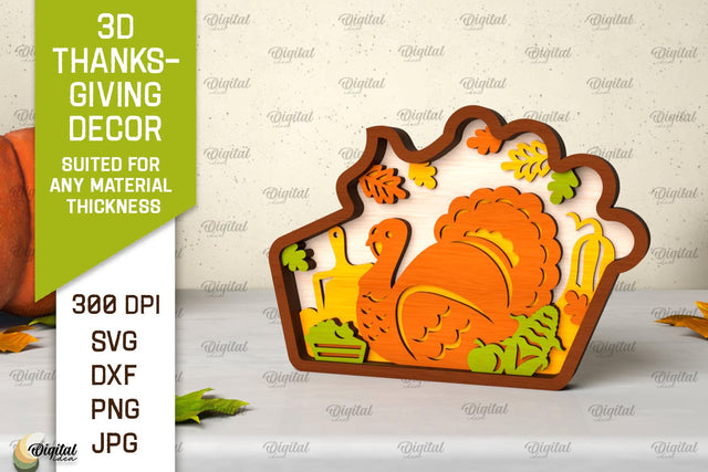 3D Thanksgiving decor Laser Cut. Layered fall SVG SVG Evgenyia Guschina 