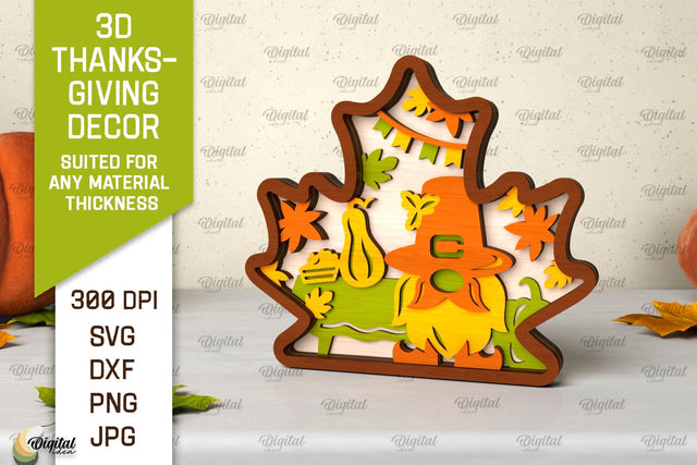 3D Thanksgiving decor Laser Cut. Layered Leaf SVG SVG Evgenyia Guschina 