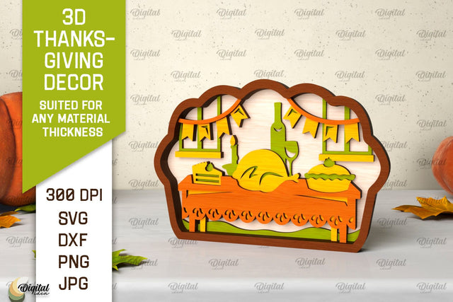 3D Thanksgiving decor Laser Cut. Layered Pumpkin pie SVG SVG Evgenyia Guschina 