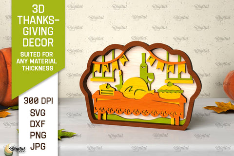 3D Thanksgiving decor Laser Cut. Layered Pumpkin pie SVG SVG Evgenyia Guschina 