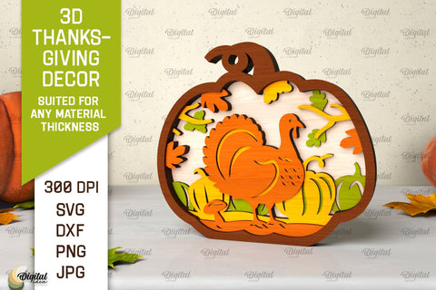 3D Thanksgiving decor Laser Cut. Layered pumpkin SVG SVG Evgenyia Guschina 