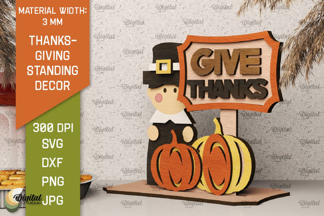 3D Thanksgiving Standing Decor Laser Cut SVG Evgenyia Guschina 
