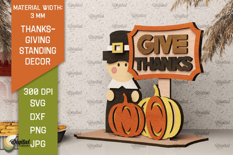 3D Thanksgiving Standing Decor Laser Cut SVG Evgenyia Guschina 