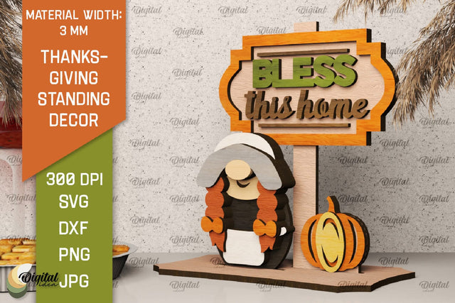 3D Thanksgiving Standing Decor Laser Cut SVG Evgenyia Guschina 