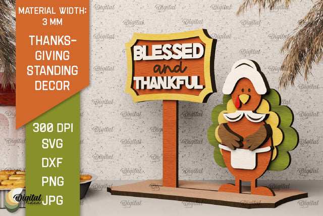 3D Thanksgiving Standing Decor Laser Cut SVG Evgenyia Guschina 