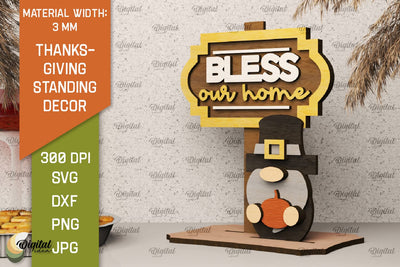 3D Thanksgiving Standing Decor Laser Cut SVG Evgenyia Guschina 