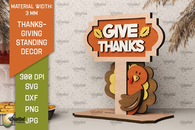 3D Thanksgiving Standing Decor Laser Cut SVG Evgenyia Guschina 