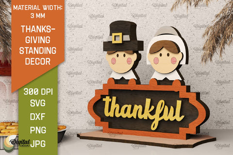 3D Thanksgiving Standing Decors Laser Cut Bundle SVG Evgenyia Guschina 