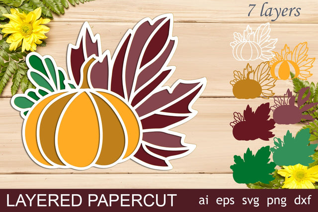 3d Thanksgiving svg, Fall pumpkin svg layered, Autumn svg papercut 3D Paper AnastasiyaArtDesign 