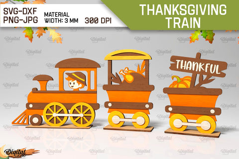 3D Thanksgiving Train Laser Cut Bundle SVG Evgenyia Guschina 