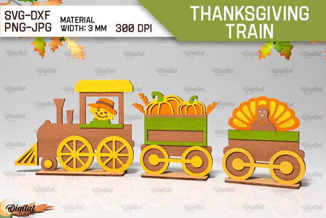 3D Thanksgiving Train Laser Cut SVG Evgenyia Guschina 