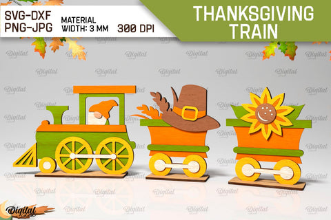 3D Thanksgiving Train Laser Cut SVG Evgenyia Guschina 