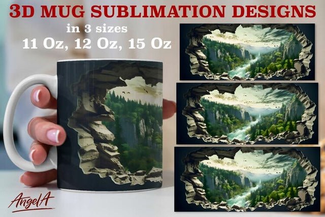 3d travel mug sublimation designs / camping mug wrap, nature Sublimation Angelina Semenova 