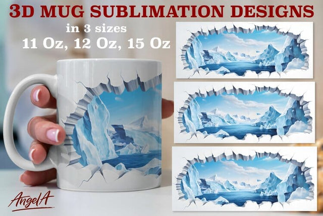 3d travel mug sublimation designs / iceberg illustration png Sublimation Angelina Semenova 