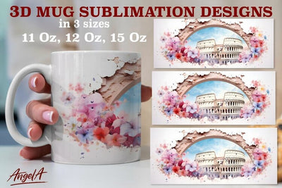 3d travel mug sublimation designs / Italy, Coliseum Sublimation Angelina Semenova 