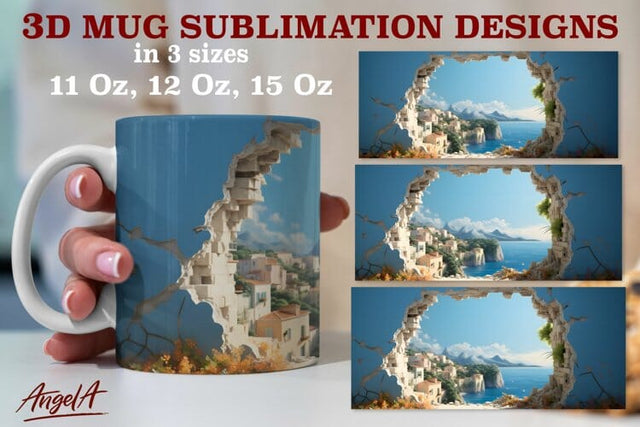 3d travel mug sublimation designs / Italy, sea, nature png Sublimation Angelina Semenova 
