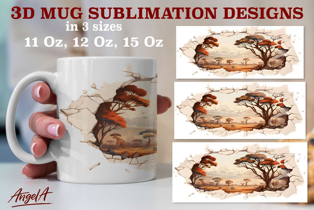 3d travel mug sublimation designs / landscape savannah png Sublimation Angelina Semenova 