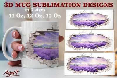 3d travel mug sublimation designs / lavender field France Sublimation Angelina Semenova 