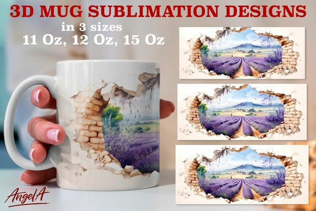 3d travel mug sublimation designs / lavender flower, France Sublimation Angelina Semenova 
