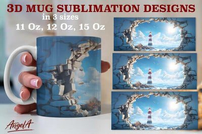 3d travel mug sublimation designs / lighthouse illustration Sublimation Angelina Semenova 