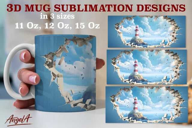 3d travel mug sublimation designs / lighthouse, sea png Sublimation Angelina Semenova 