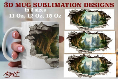 3d travel mug sublimation designs / mountain, lake, camping Sublimation Angelina Semenova 