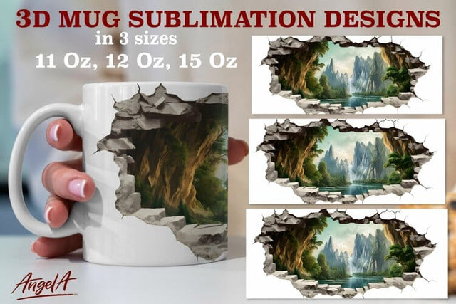 3d travel mug sublimation designs / mountain, lake, camping Sublimation Angelina Semenova 