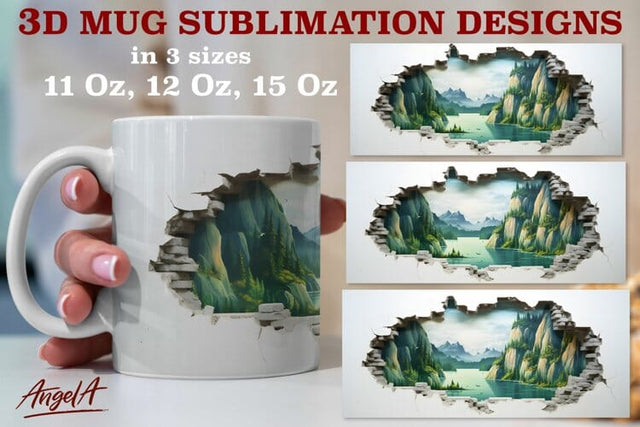 3d travel mug sublimation designs / nature camping mug wrap Sublimation Angelina Semenova 