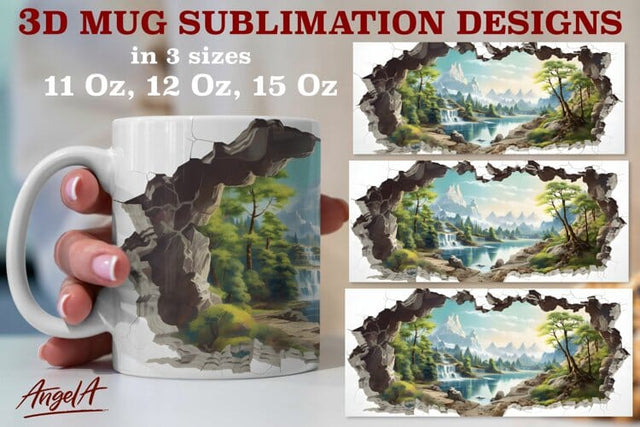 3d travel mug sublimation designs / nature, lake, mountains Sublimation Angelina Semenova 
