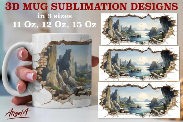 3d travel mug sublimation designs / nature, river, mountains Sublimation Angelina Semenova 