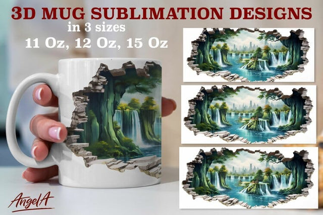 3d travel mug sublimation designs / nature waterfall png Sublimation Angelina Semenova 