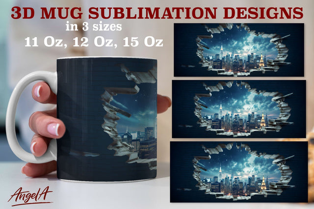 3d travel mug sublimation designs / New York City silhouette Sublimation Angelina Semenova 