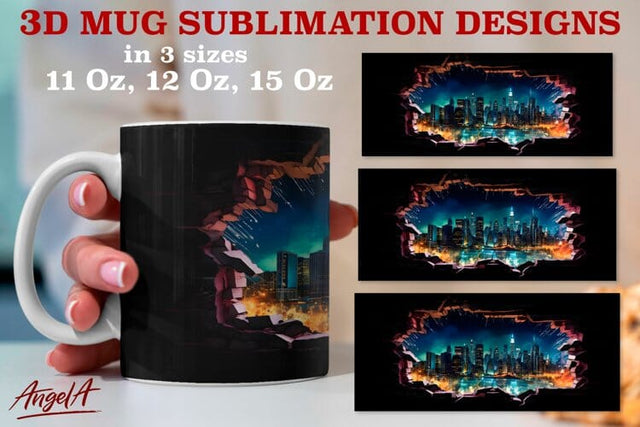 3d travel mug sublimation designs / New York City silhouette Sublimation Angelina Semenova 