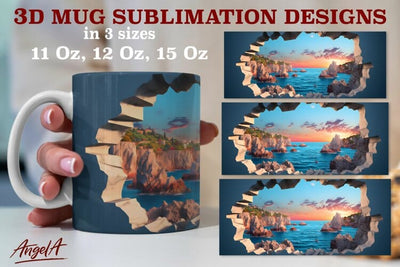 3d travel mug sublimation designs / sea, nature, sunset png Sublimation Angelina Semenova 