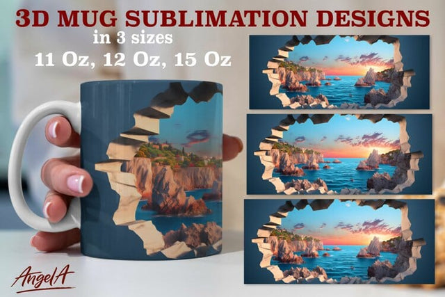 3d travel mug sublimation designs / sea, nature, sunset png Sublimation Angelina Semenova 