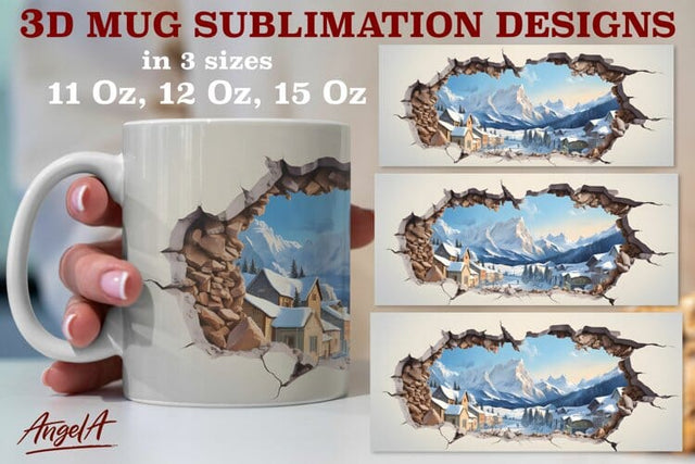 3d travel mug sublimation designs / ski resort, mountain png Sublimation Angelina Semenova 