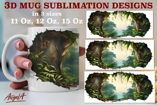 3d travel mug sublimation designs / tropical forest, leaves Sublimation Angelina Semenova 