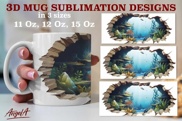 3d travel mug sublimation designs / underwater life png Sublimation Angelina Semenova 