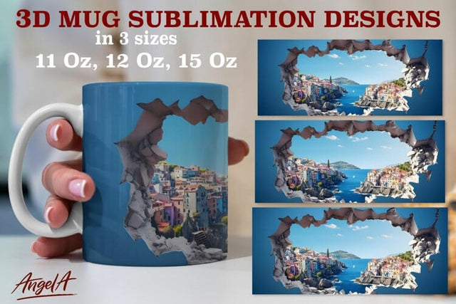 3d travel mug sublimation designs / vacation, Italy, sea png Sublimation Angelina Semenova 