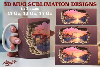 3d travel mug sublimation designs / Venice, Italy, sea png Sublimation Angelina Semenova 