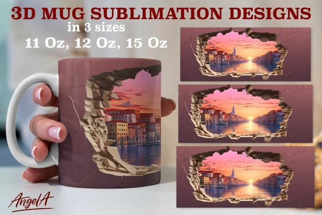 3d travel mug sublimation designs / Venice, Italy, sea png Sublimation Angelina Semenova 