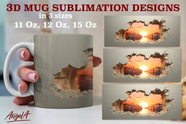 3d travel mug sublimation designs / Venice, Italy, sunset Sublimation Angelina Semenova 