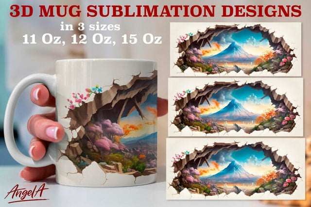 3d travel mug sublimation designs / volcano, mountain png Sublimation Angelina Semenova 