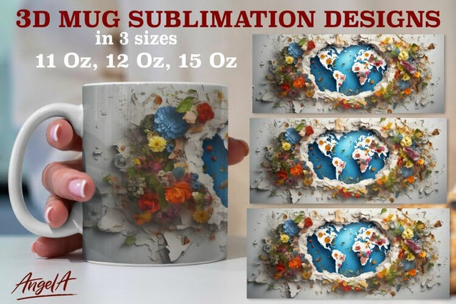 3d travel mug sublimation designs / world map illustration Sublimation Angelina Semenova 