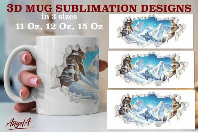 3d travel winter mug sublimation designs / snow mountains Sublimation Angelina Semenova 